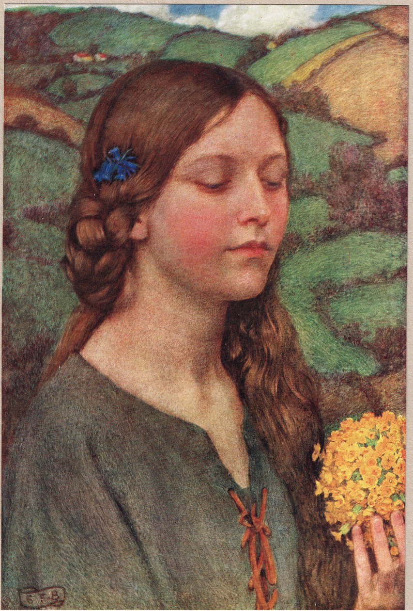 Kytice květin, ilustrace z „Knihy starých anglických písní a balad, vydané nakladatelstvím Hodder a Stoughton, kolem roku 1910 (barevné lito) od Eleanor Fortescue Brickdale