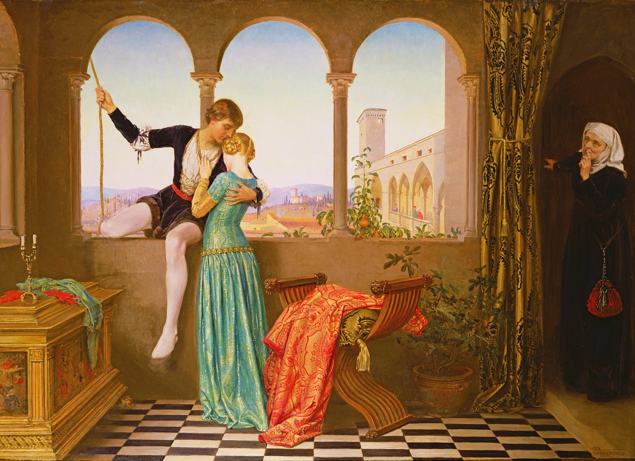 Sbohem - jeden polibek a sestoupím (olej na plátně) od Eleanor Fortescue Brickdale