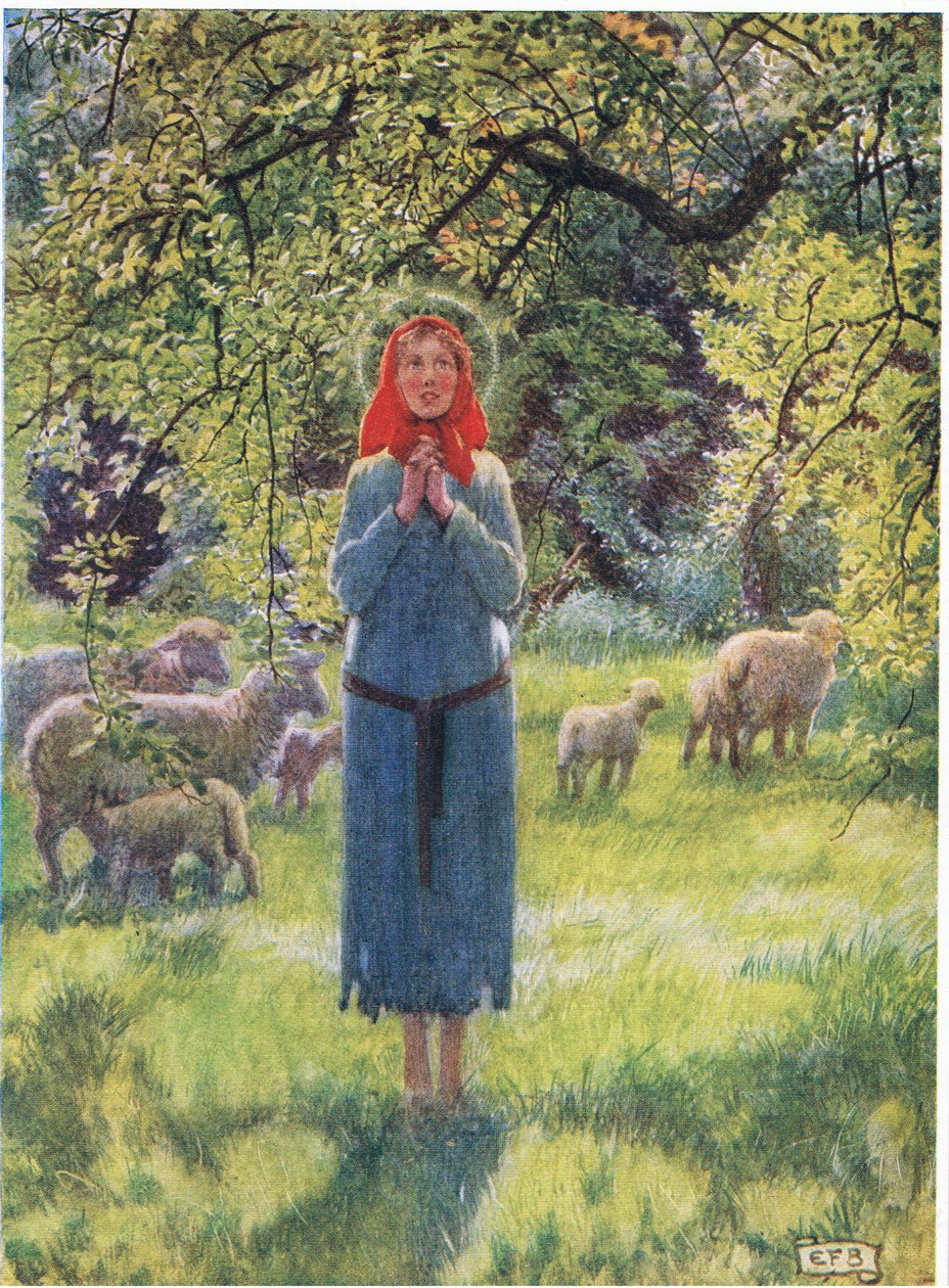 Johanka z Arku: Slyšela jsem ve větru podivné hlasy. (litho) od Eleanor Fortescue Brickdale