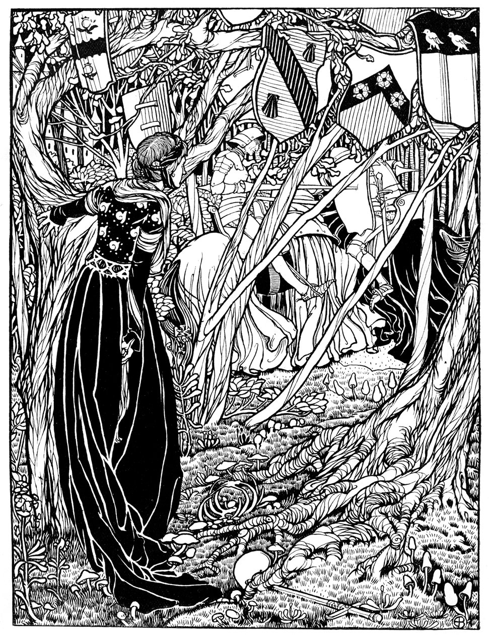 Ilustrace pro Sir Lancelot Du Lake, 1898. od Eleanor Fortescue Brickdale