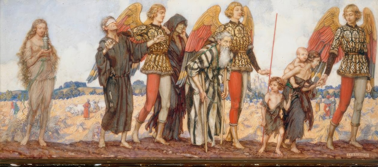 Andělé vedoucí chudé od Eleanor Fortescue Brickdale