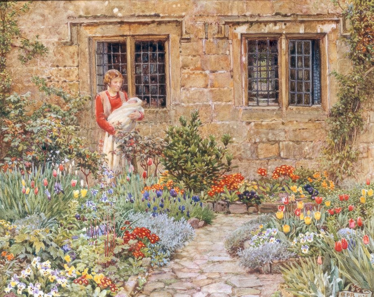 Matka a dítě v květinové zahradě od Eleanor Fortescue Brickdale