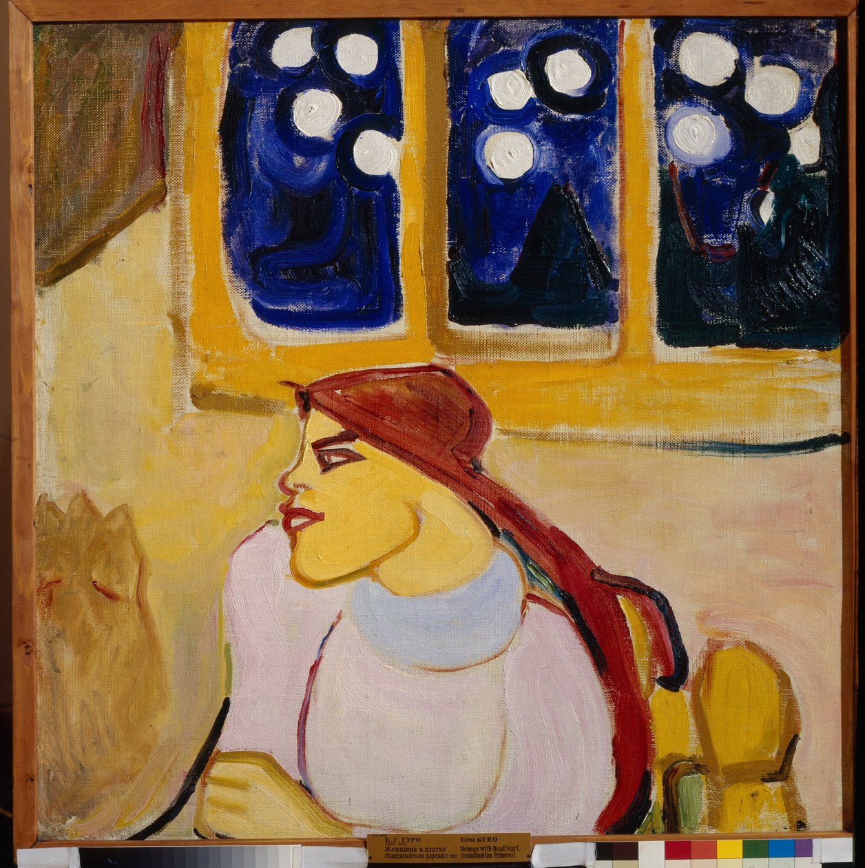 Žena se šátkem - skandinávská princezna (Žena v šátku (Skandinávská princezna) - Malba Eleny (Yelena) Guro (1877-1913), olej na plátně, 70x70 cm od Elena Guro