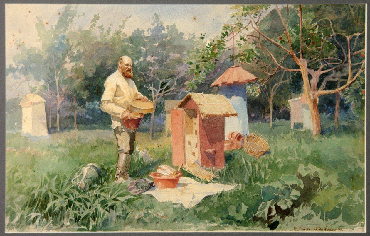 Na včelím dvorku, 1890 od Elena Petrovna Samokish Sudkovskaya