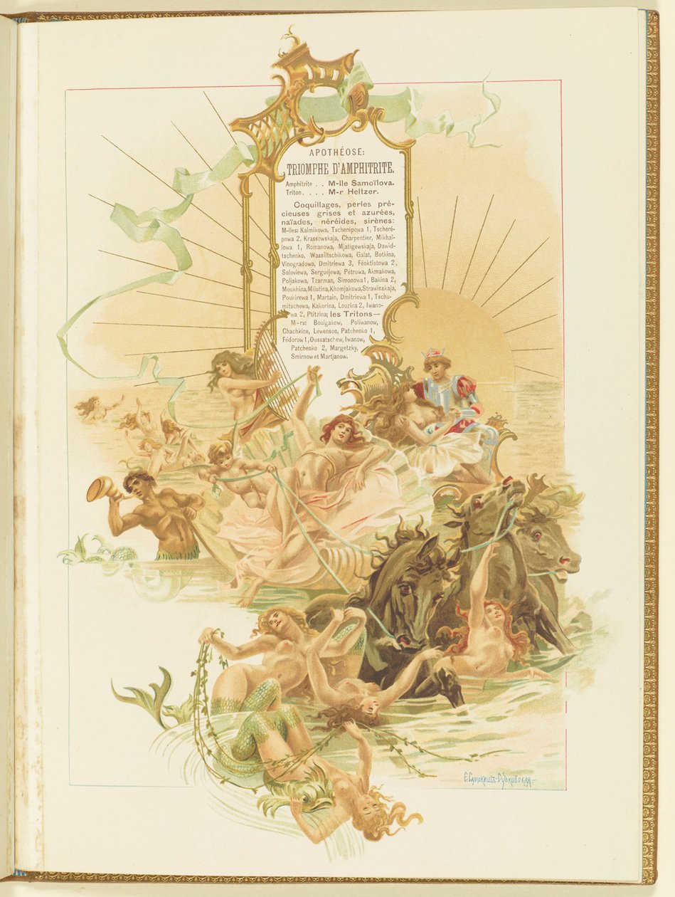 Program pro balet La Perle od Mariuse Petipy a Riccarda Driga, 1896. od Elena Petrovna Samokish Sudkovskaya