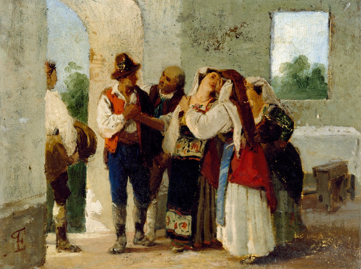 Rolník opouští rodinný dům, aby se oženil v jiné vesnici od Eleuterio Pagliano