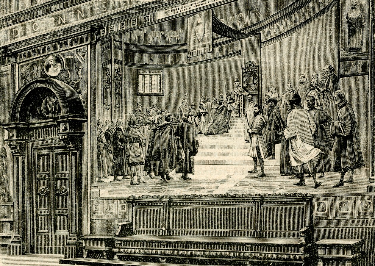 Fresky ve Velkém sále paláce Barnabitů, autor Elia Bonci (1866-1953), Macerata, Marche, Itálie od Elia Bonci