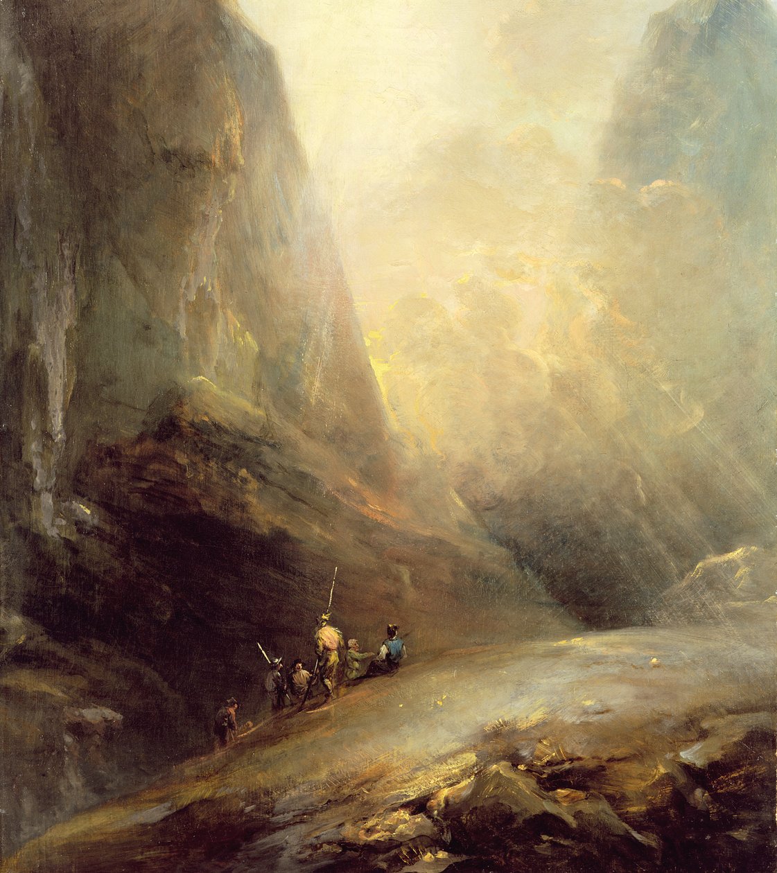 Horská krajina s Banditti, kolem roku 1780 od Elias Martin