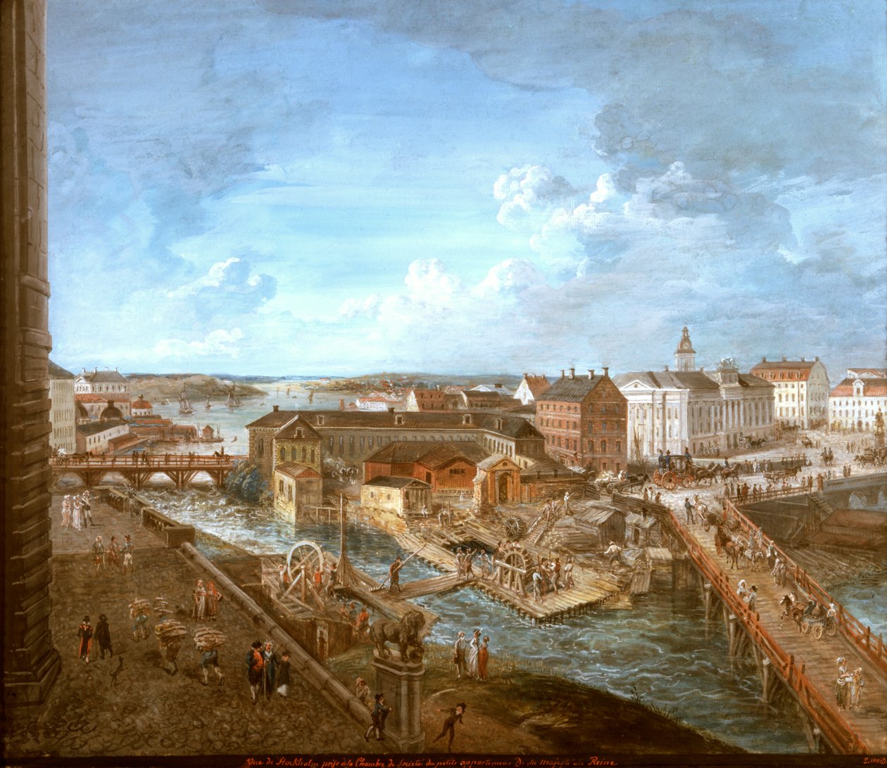 Pohled na Stockholm z královského paláce (kvaš na plátně) od Elias Martin