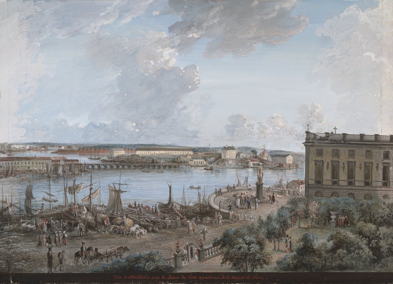 Pohled na Stockholm z královského paláce (kvaš na plátně) od Elias Martin