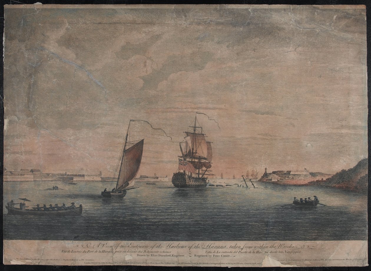 Pohled na vjezd do havanského přístavu, pořízený z vraků, Havana od Elias (after) Durnford