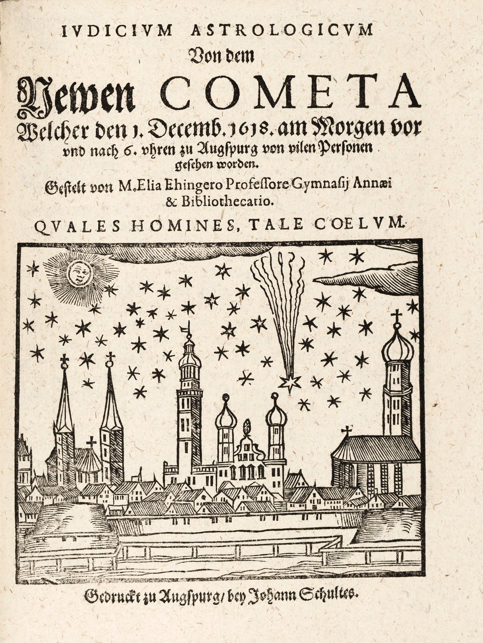 Nová kometa při pohledu z německého Augspurgu 1. prosince 1618, pub. 1618. od Elias Ehinger 1573 1653.