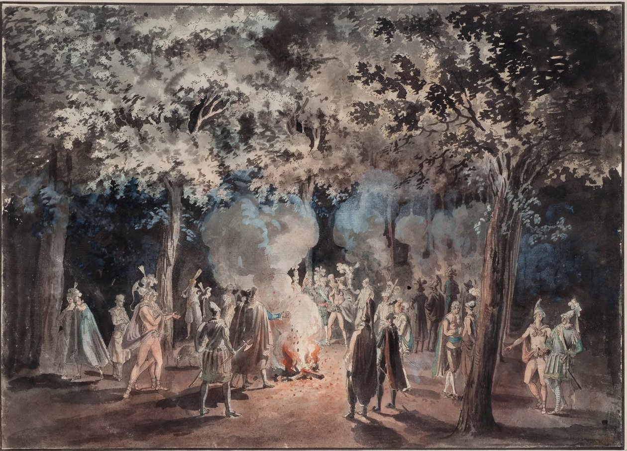 Procházka u ohňů v parku Drottningholm 1785 od Elias Martin