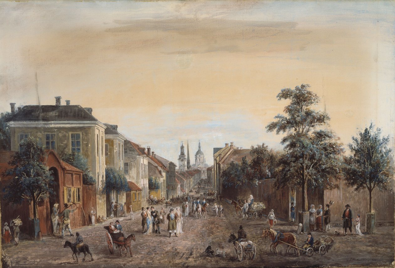 Ulice ve Stockholmu (Drottninggatan) od Elias Martin
