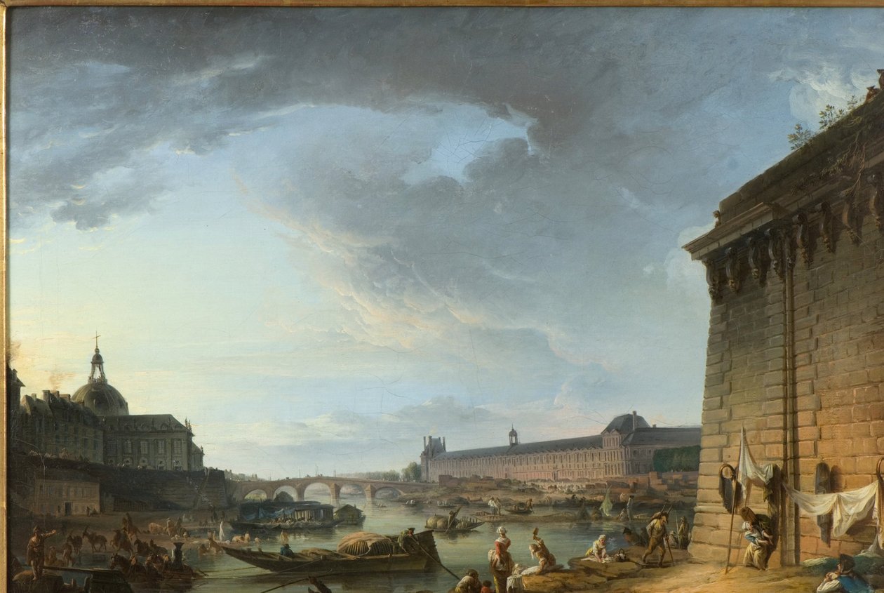 Pohled na Paříž z nábřeží pod mostem Pont Neuf od Elias Martin