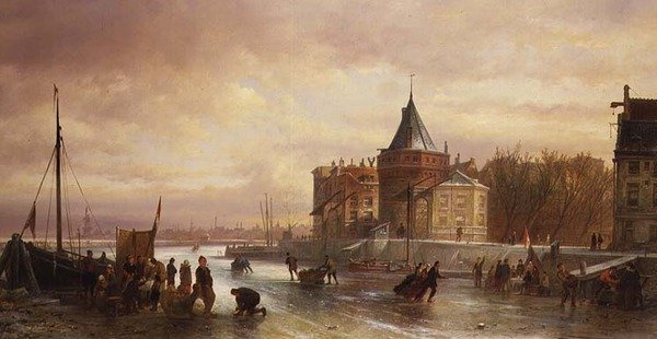 Bruslařská scéna od Elies Pieter van Bommel