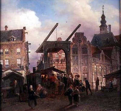 Město a padací most od Elies Pieter van Bommel