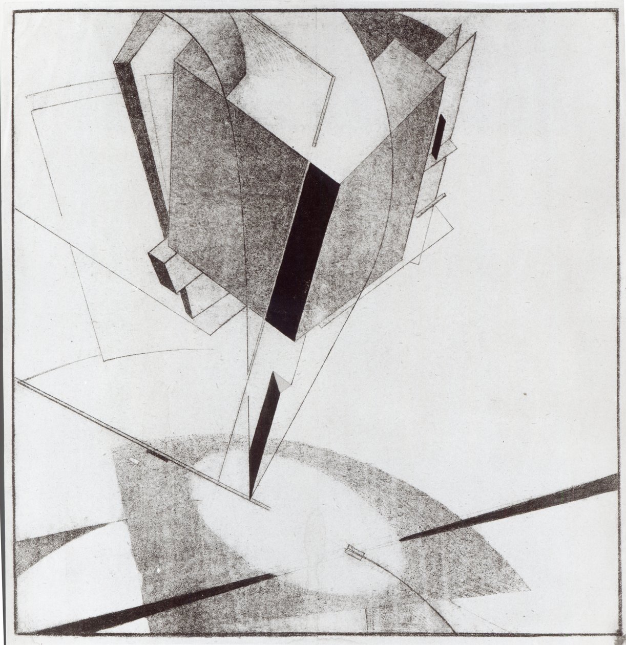 Proun 5 A, 1919 (částečně ručně kolorované lito) od Eliezer Markowich Lissitzky