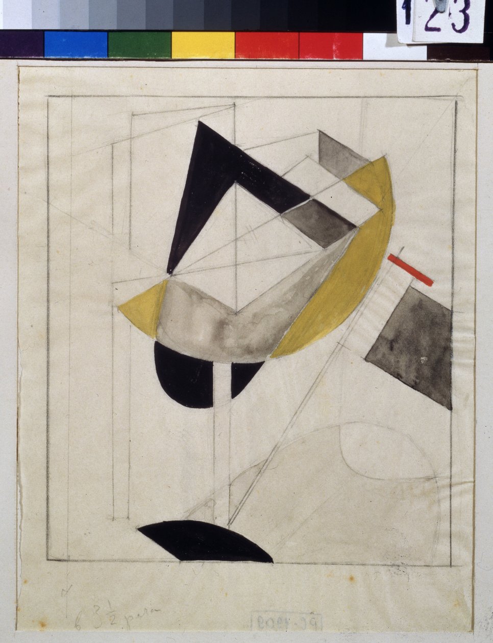 Proun 19 (Proun 19) - Dílo Lazara Lissitskij dit El Lissitskij (Lissitsky nebo Lissitski nebo Lissitzky) (1890-1941), Kvaš a inkoust na papíře, kolem 1920 - Ruská avantgarda, počátek 20. století, abstraktní umění - Stát Treťjakov Galerie, Moskva od Eliezer Markowich Lissitzky