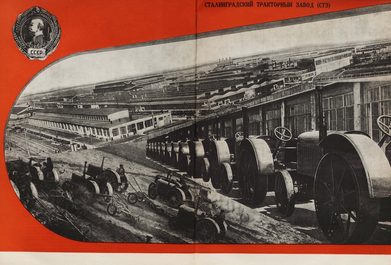 Stalingradský traktorový závod. Ilustrace z SSSR buduje socialismus, 1933. od Eliezer Markowich Lissitzky