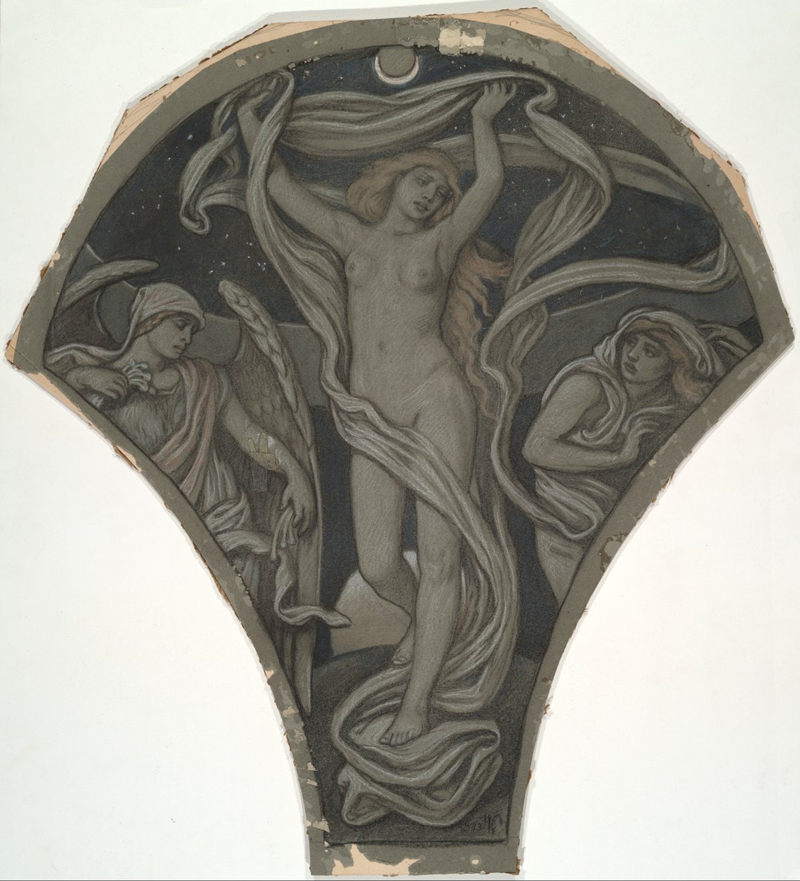 Karikatura pro Lunu, z šedesáti studií pro strop Huntington (1926,80) od Elihu Vedder