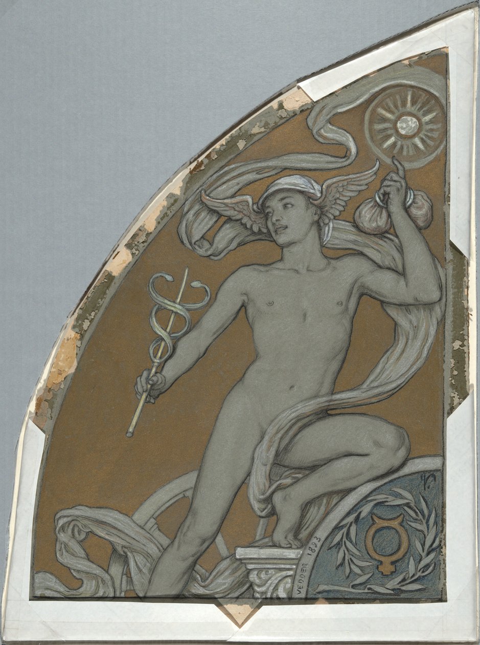 Cartoon for Mercury, z šedesáti studií pro strop Huntington (1926,80) od Elihu Vedder
