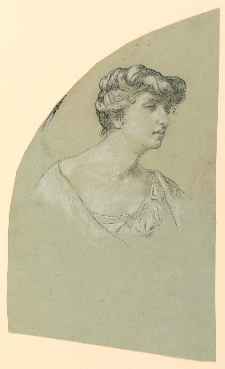 Kresba, Portrétní skica mladé ženy, asi 1885 od Elihu Vedder