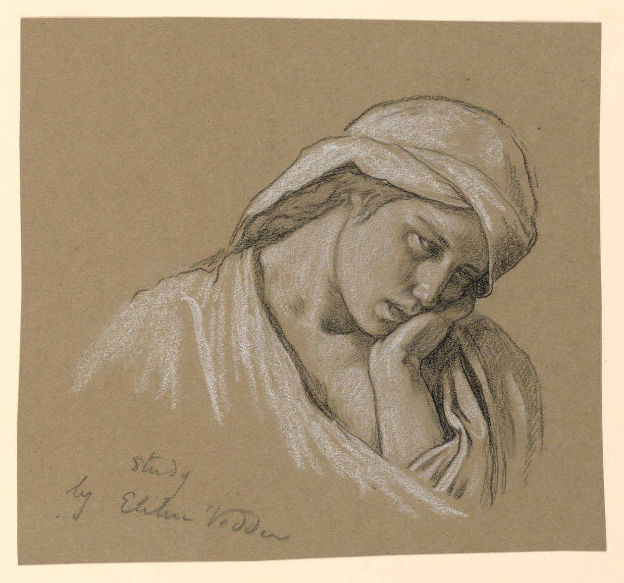 Kresba, Portrét kostýmované postavy, asi 1885 od Elihu Vedder