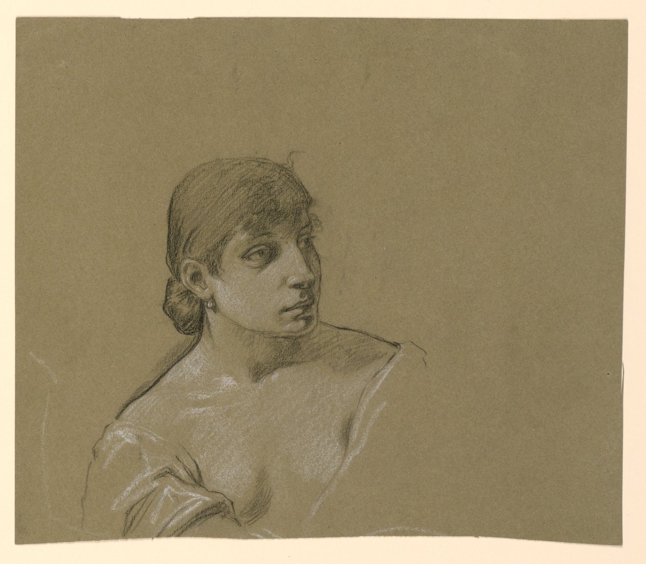 Kresba, Portrét mladé ženy, asi 1885 od Elihu Vedder