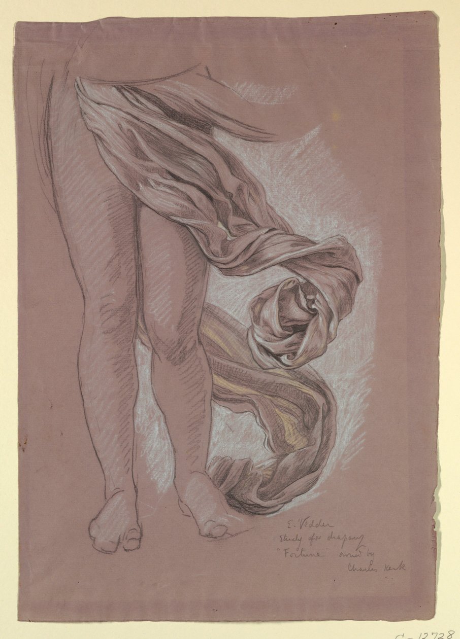 Kresba, Studie drapérie "Fortune", asi 1877 od Elihu Vedder