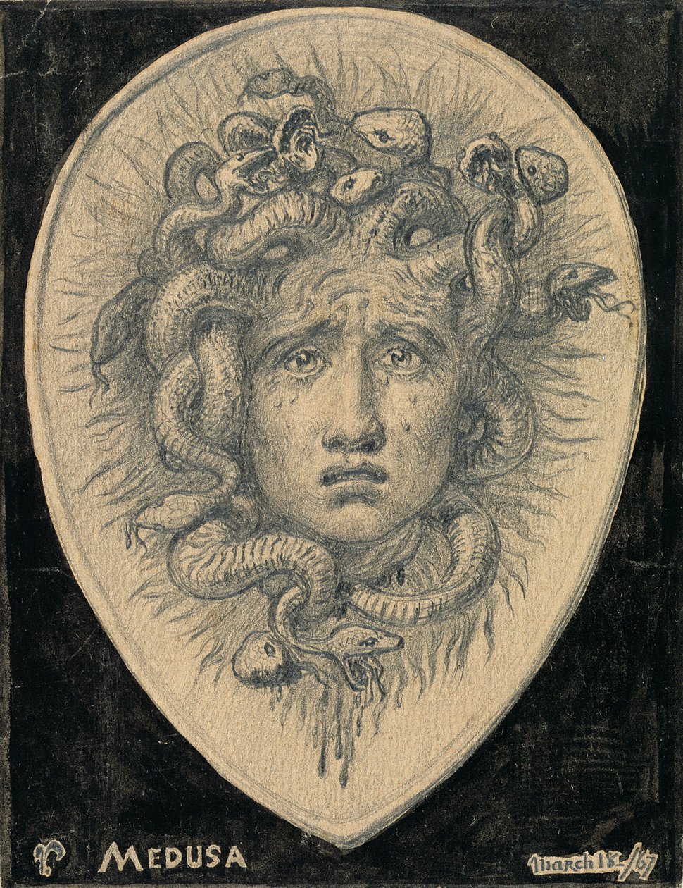 Medusa, 1867 (tužka a inkoust na papíře) od Elihu Vedder