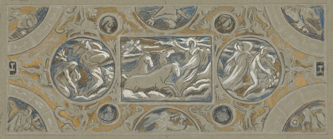 Předběžná studie pro strop Huntington House, z 60 studií pro strop Huntington (1926,80) od Elihu Vedder