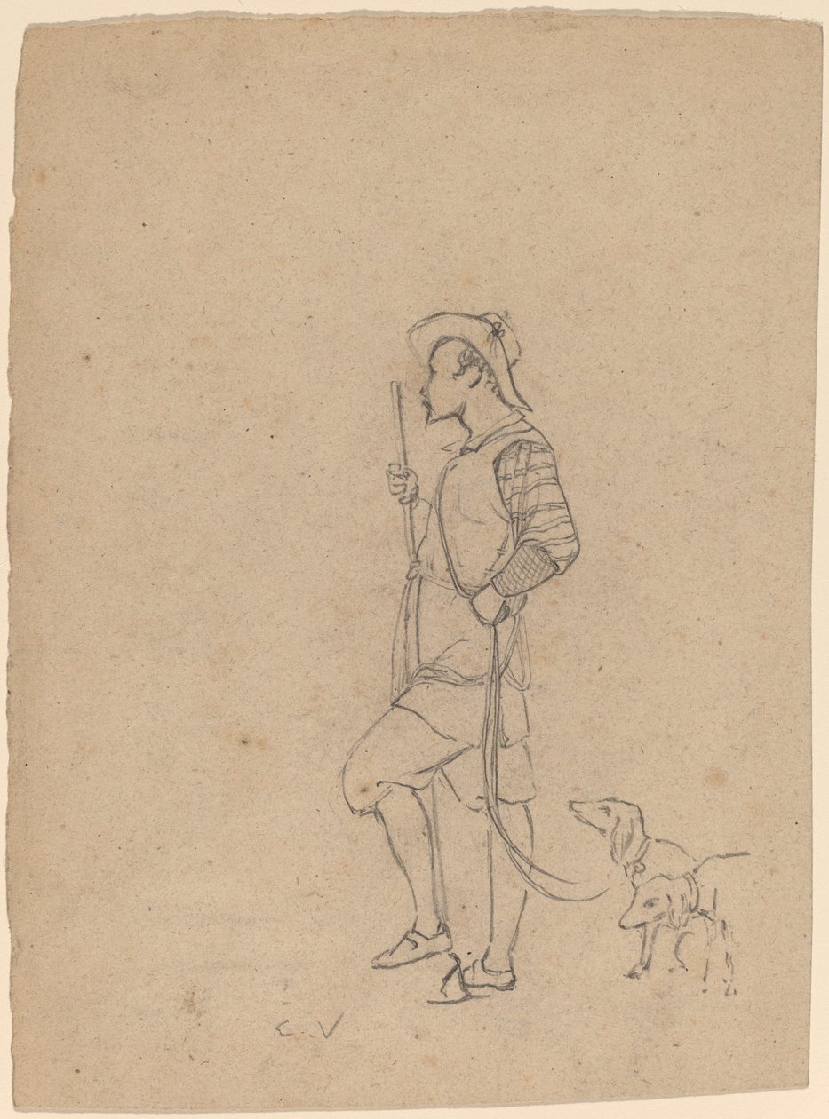 Studie lovce se psy, c. 1858. od Elihu Vedder