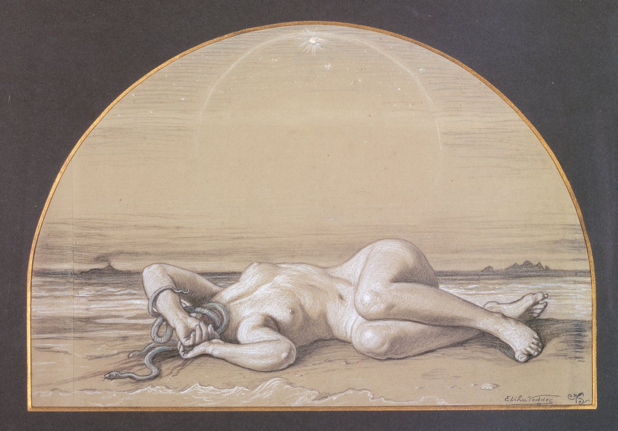 Mrtvá Medúza (křída na papíře) od Elihu Vedder