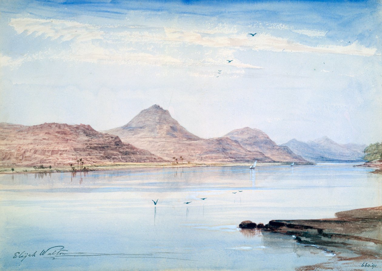 Na Nilu, Gebel el Mody, Núbie, 1861 od Elijah Walton