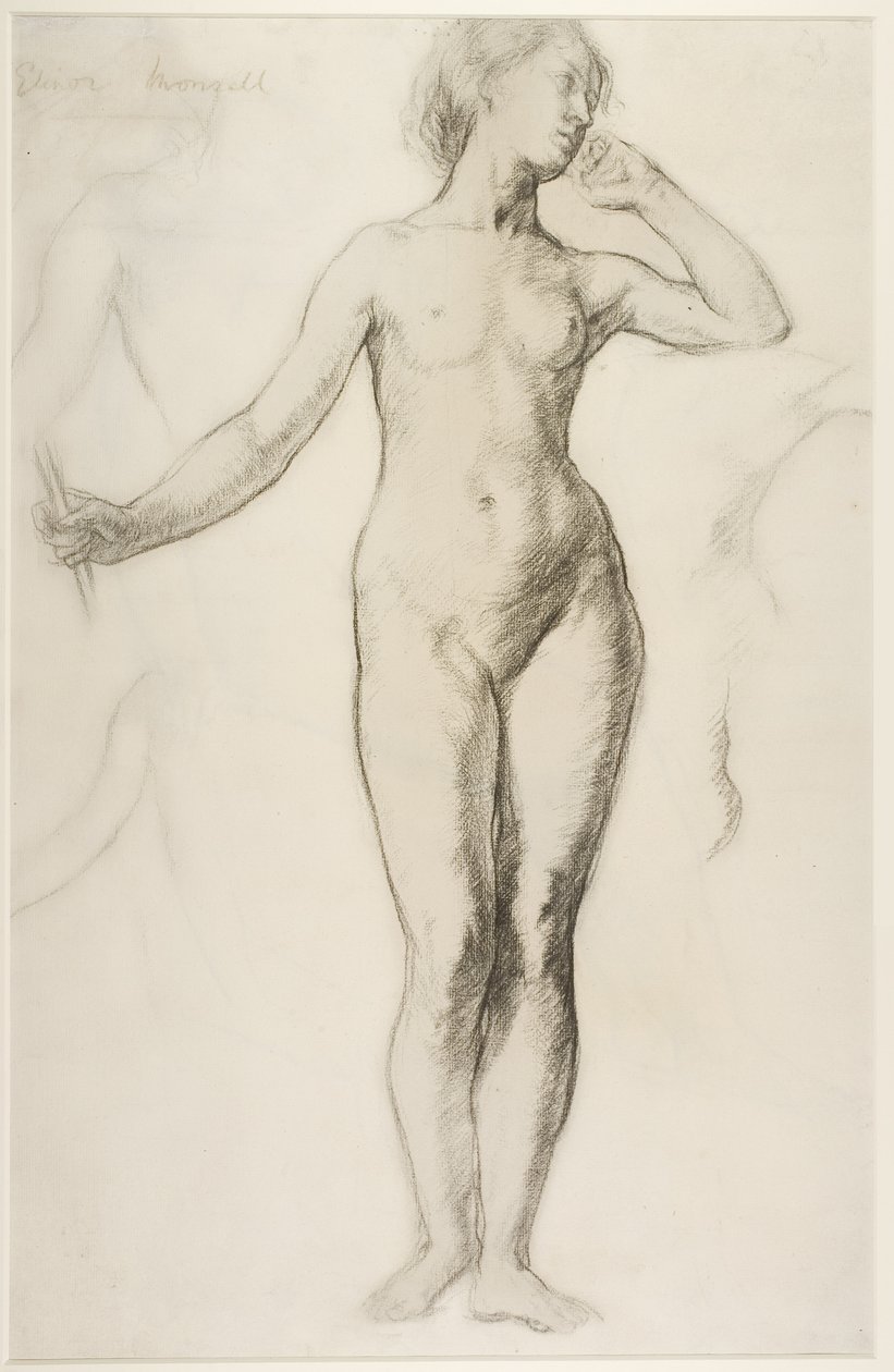 Female Nude Standing, c.1897 (křída na papíře) od Elinor Mary Darwin
