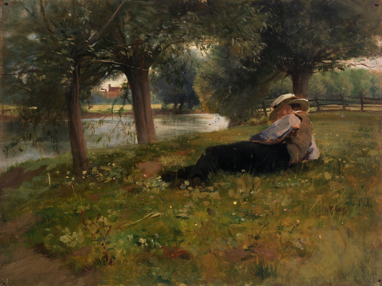 Muž ležící vedle potoka, konec 19.-začátek 20. století. od Eliphalet Frazer Andrews