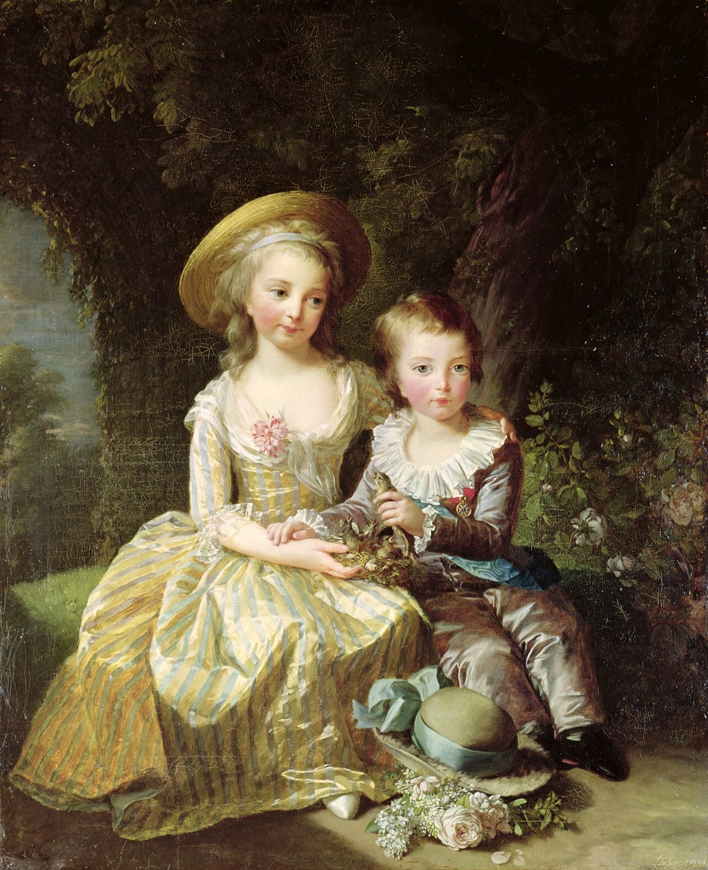 Dětské portréty Marie-Therese-Charlotte z Francie (1778-1851), budoucí vévodkyně z Angouleme, a Louis-Joseph-Xavier z Francie (1781-89), premiér Dauphin, 1784 od Elisabeth Louise Vigee Lebrun