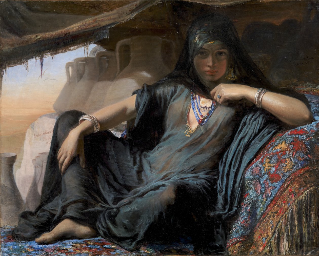 Egyptský prodavač hrnců ve společnosti Gizeh od Elisabeth Jerichau Baumann