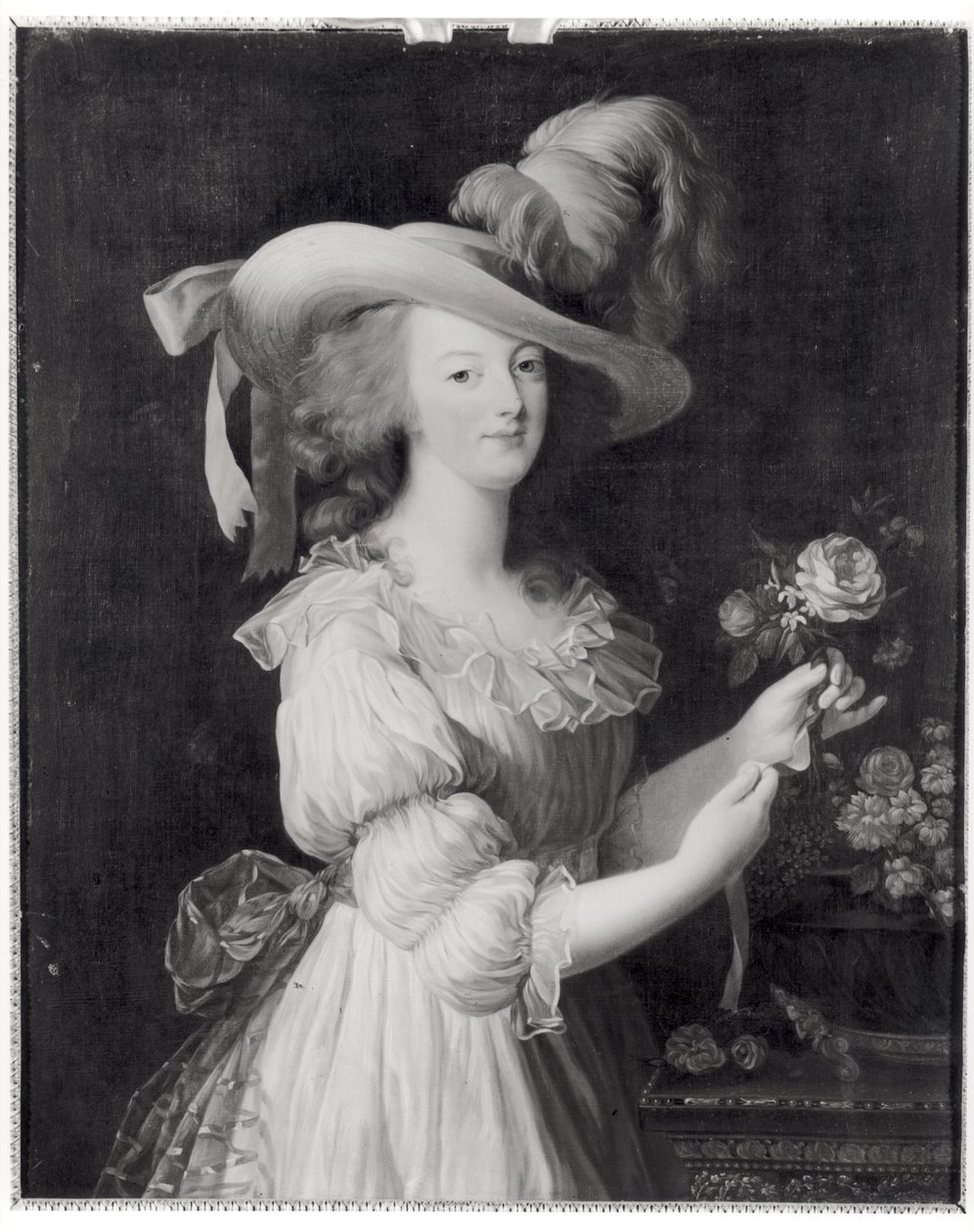 Kopie portrétu Marie-Antoinetty (1755-93) po roce 1783 (olej na plátně) (čb foto) od Elisabeth Louise (after) Vigee Lebrun