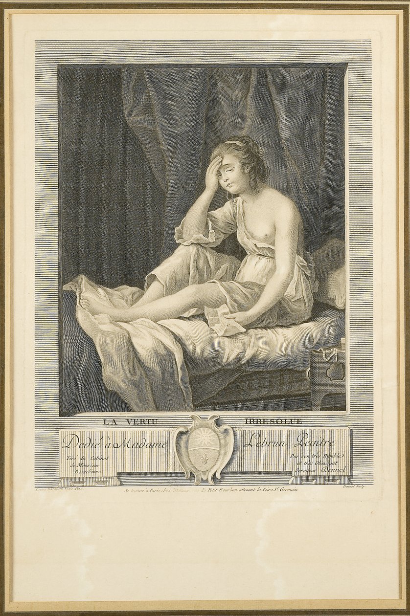 La Vertu Irresolue, rytý Louis Dennel (1741-86) (rytina) od Elisabeth Louise (after) Vigee Lebrun