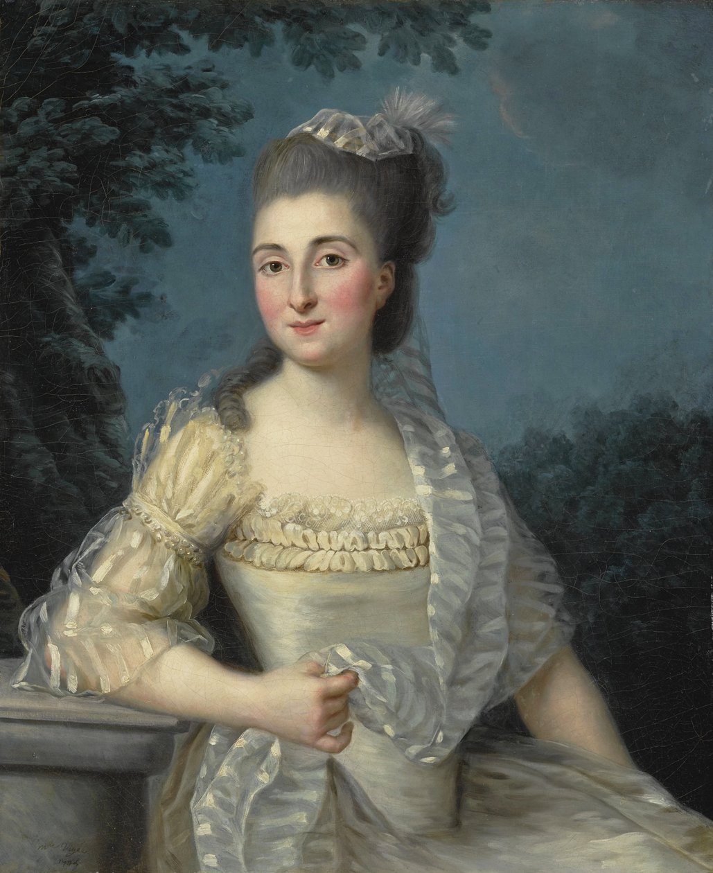 Portrét mladé ženy v bílých šatech, v polovině těla od Élisabeth Louise Vigée Le Brun