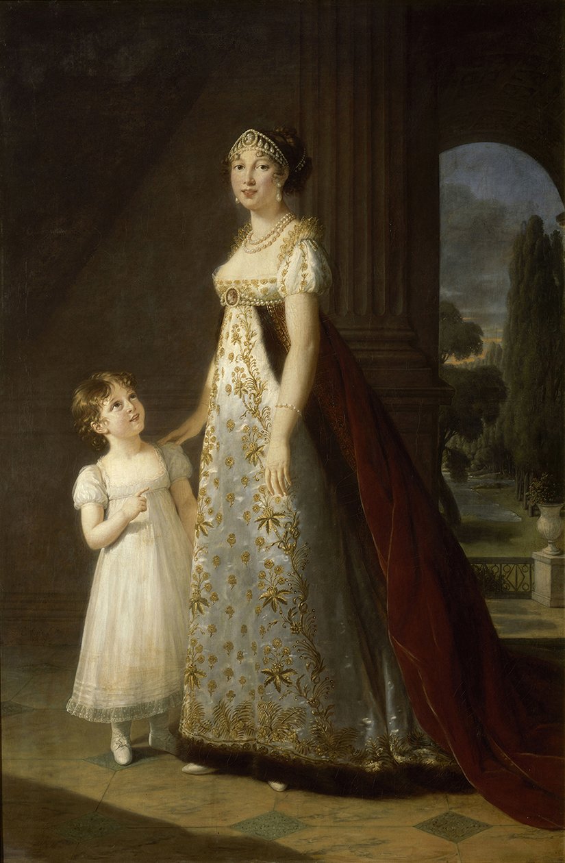 Portrét Caroline Bonaparte 1782-1839, královny Neapole a Sicílie, se svou dcerou Letiziou, 1807 od Elisabeth Louise Vigee Lebrun