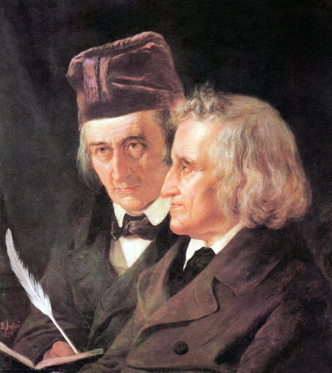 Bratři Grimmové: Jacob (1785-1863) a Wilhelm (1786-1859) obraz od Elisabeth Jerichau-Baumann od Elisabeth Maria Anna Jerichau Baumann
