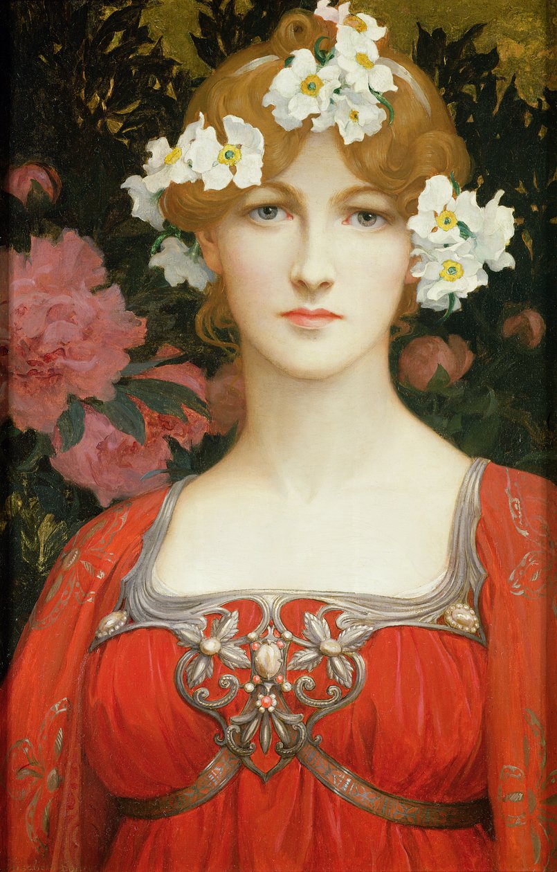 Kruh bílých květů (olej na plátně) od Elisabeth Sonrel