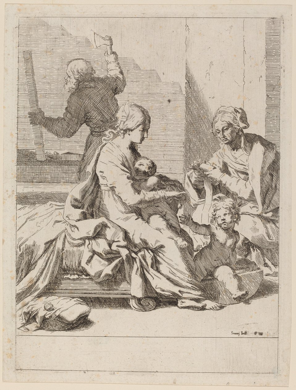 Svatá rodina se svatou Alžbětou a svatým Janem Křtitelem od Elisabetta Sirani