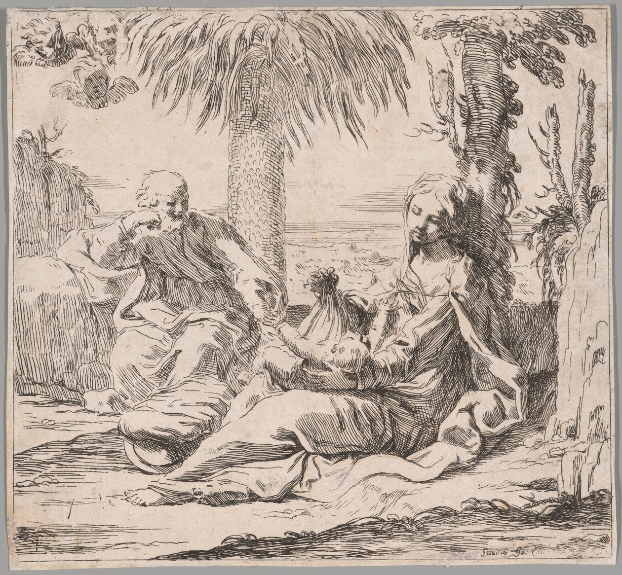 Zbytek na útěku do Egypta od Elisabetta Sirani