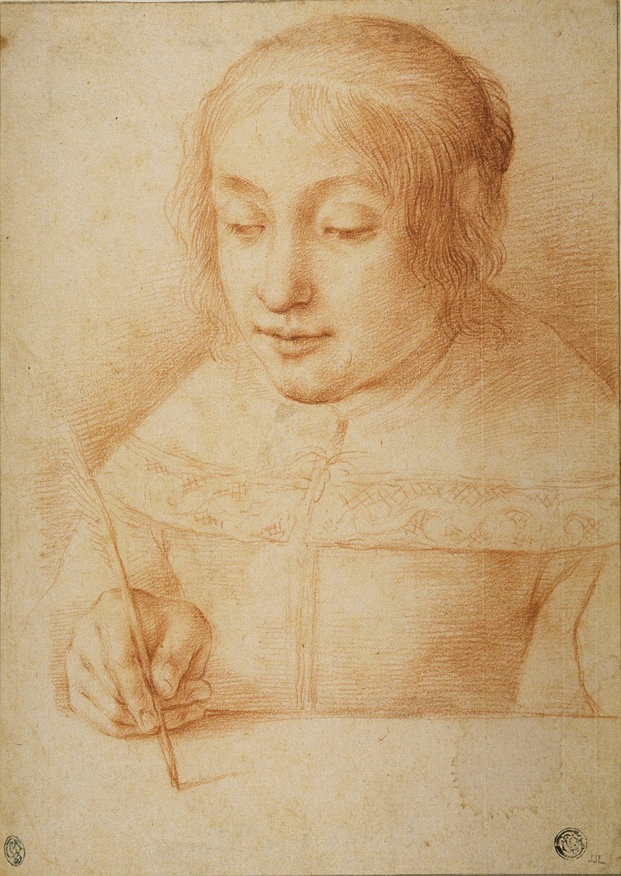 Mladá žena psaní nebo kreslení od Elisabetta Sirani