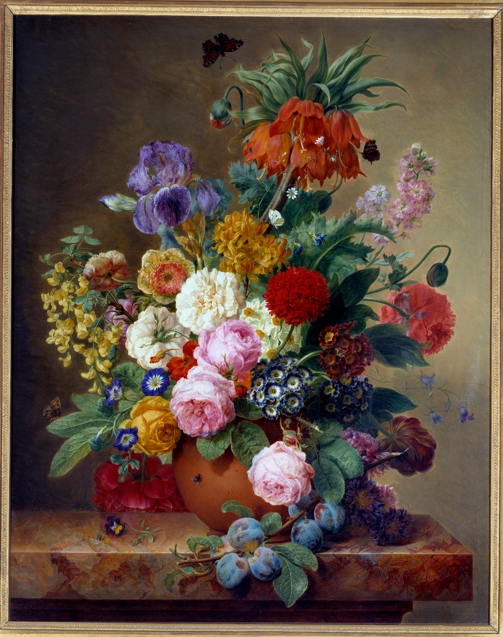 Květiny na mramorovém stole Obraz Elise Bruyere (1776-1842) Lyon 19. století, Musee des Beaux Arts od Elise Bruyere