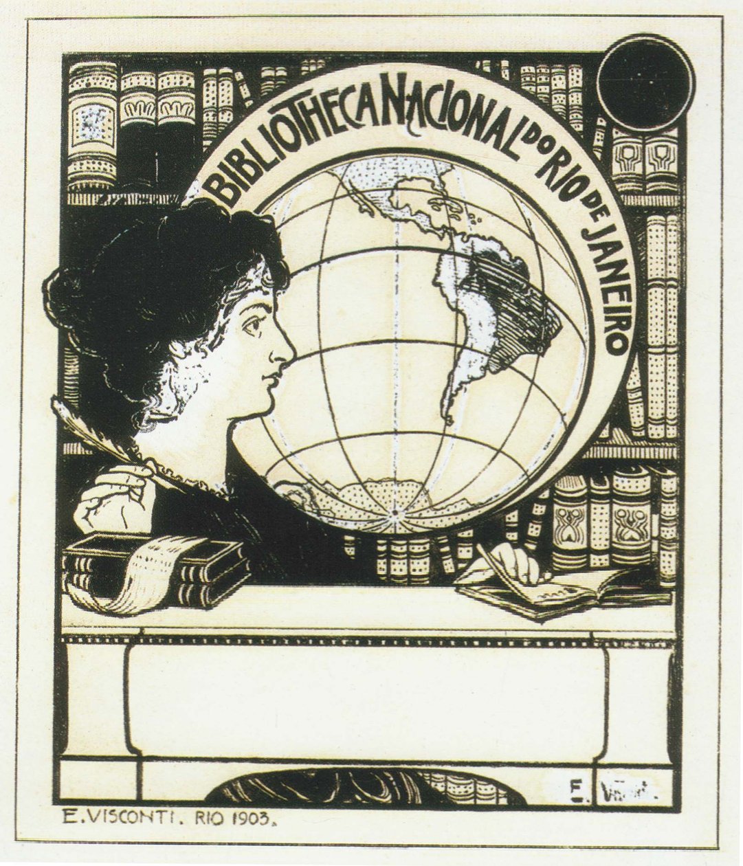 Exlibris Národní knihovny Brazílie od Eliseu Visconti